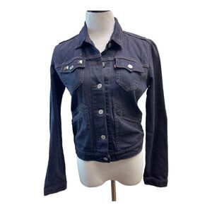 Levi’s Studded Dark Indigo Denim Jean Jacket Juniors Size M Small Repair